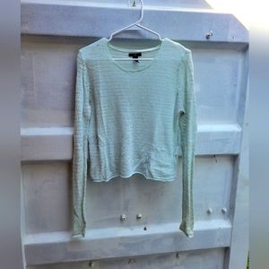 Mint green sheer knit super long sleeve top GAP large with flaws